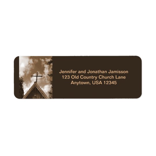 Old Country Church Sepia Return Address Labels