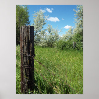 Old Country Fence Post Poster
