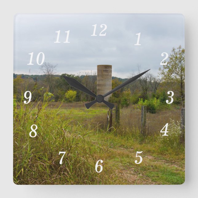 Old Country Silo Landscape Wall Clock (Front)