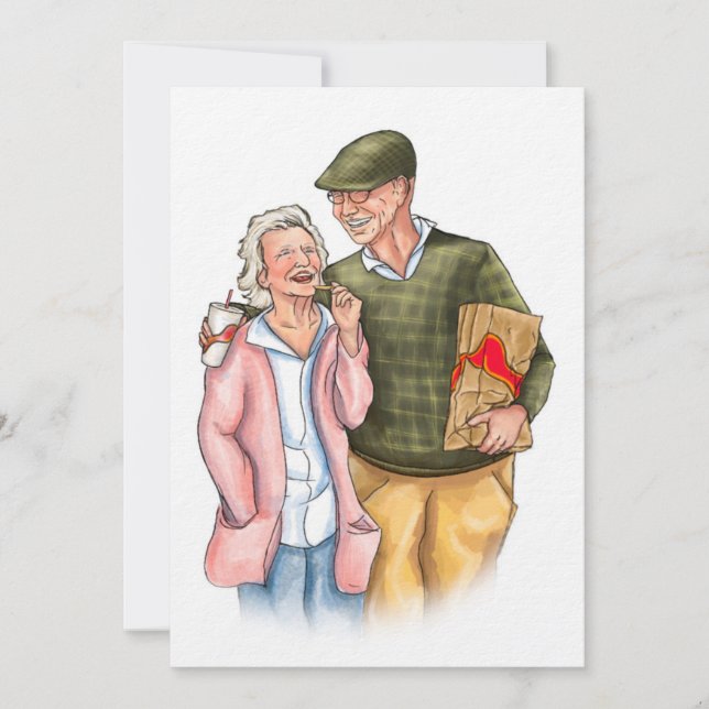 Old Couple full colour original art Anniversary  Holiday Card (Front)