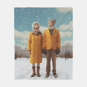 Old Couple In The Snow Fleece Blanket