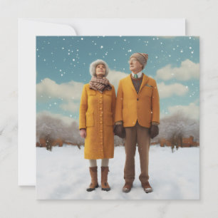 Old Couple In The Snow Invitation