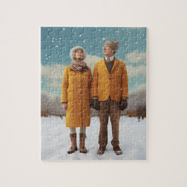 Old Couple In The Snow Jigsaw Puzzle (Vertical)