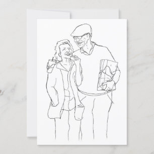 Old Couple original art Anniversary Holiday Card