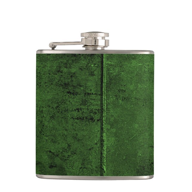 Old Cow Hide Look In Emerald Green Hip Flask (Front)