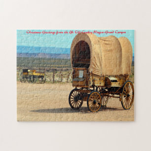 Old Cowboy Wagon Arizona. Christmas Greetings Jigsaw Puzzle