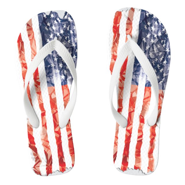 Old Creased American Flag Thongs (Footbed)