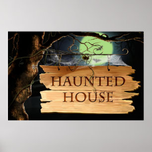 Old Creepy Haunted House Poster