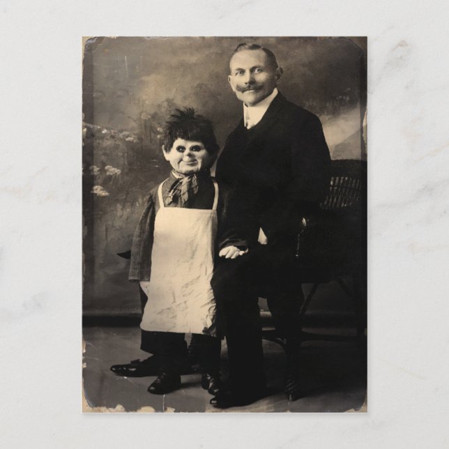 Old Creepy Ventriloquist Dummy Postcard (Front)