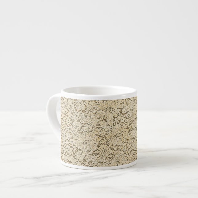 Old Crochet Lace Floral Pattern + your ideas Espresso Cup (Front Left)