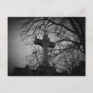 Old cross tombstone photo postcard