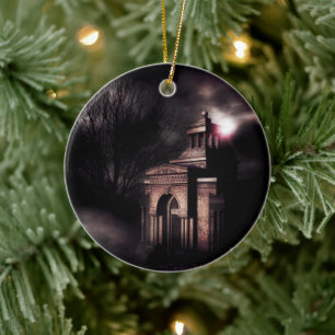 Old crypt in the dark forest ceramic ornament