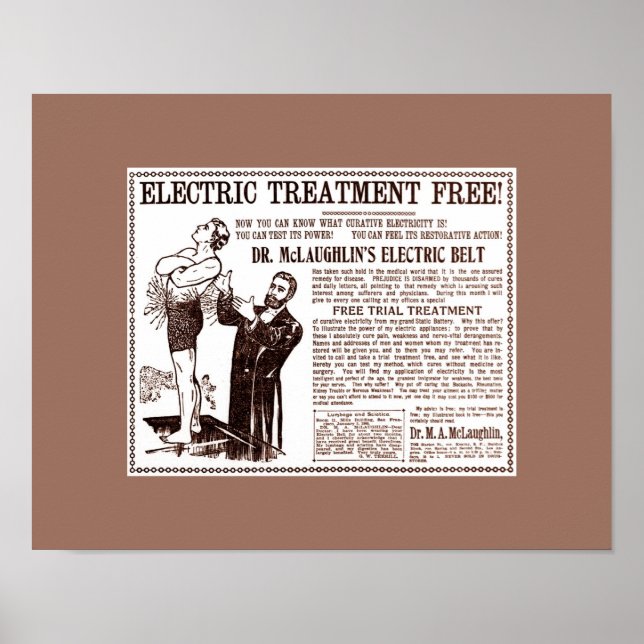 Old Cures: Dr. McLaughlin's ELECTRIC BELT Ad Poster (Front)