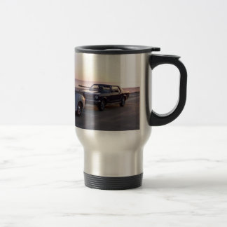 Old Custom Truck and '66 Mustang on Biloxi Beach Travel Mug