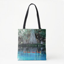 Old Cypress Tree Reflection Spring Tote Bag