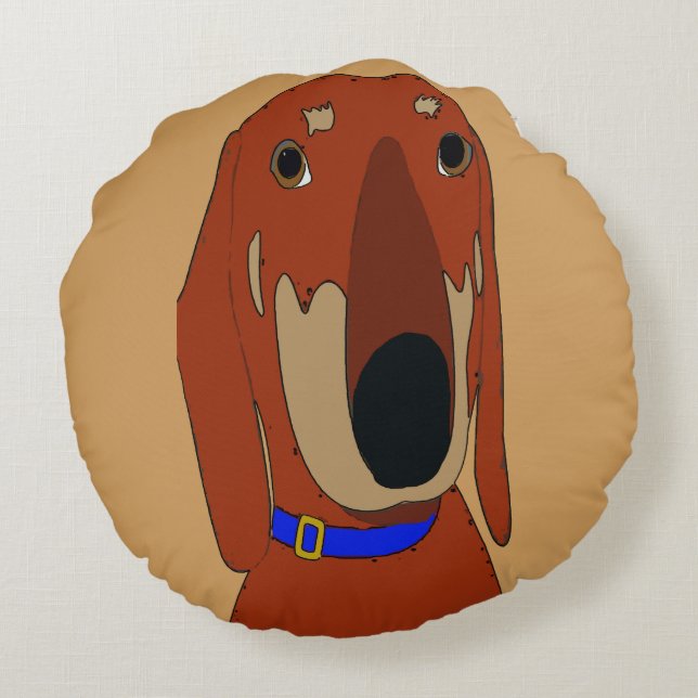 Old Dachshund Round Cushion (Back)