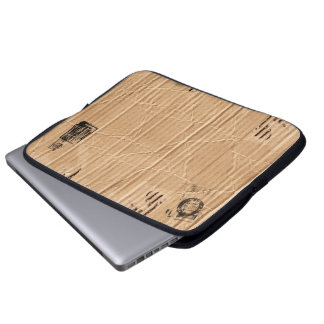 Old Damaged Brown Cardboard With Stamps And Stains Laptop Sleeve