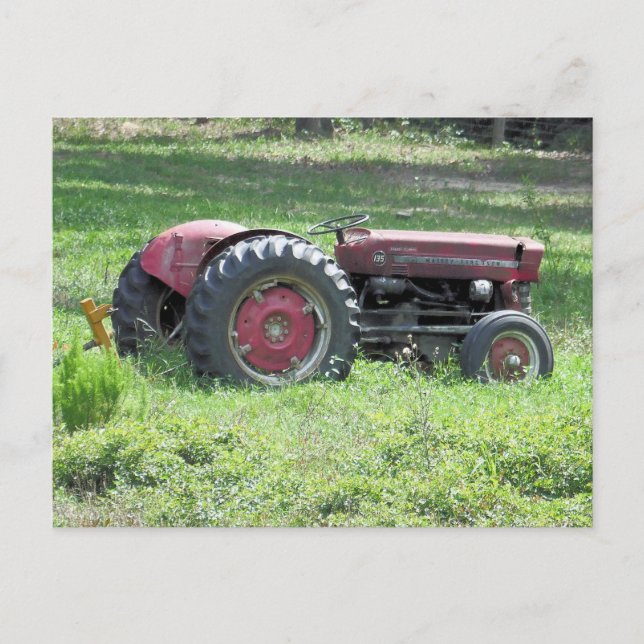 Old Damaged Little Tractor In A Field Postcard (Front)
