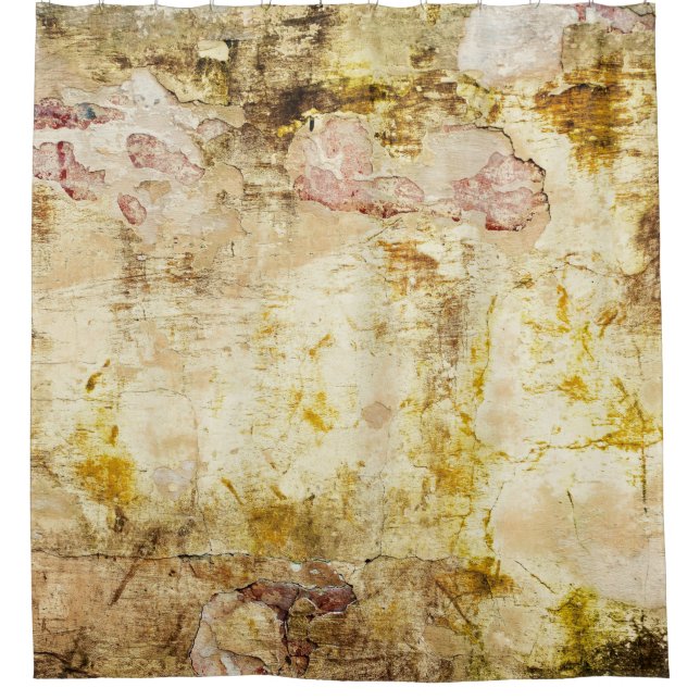 Old damaged wall backgroundabstract, aged, archite shower curtain (Front)