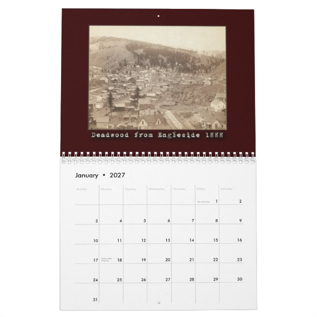 Old Deadwood 12 Month Calendar (Jan 2027)
