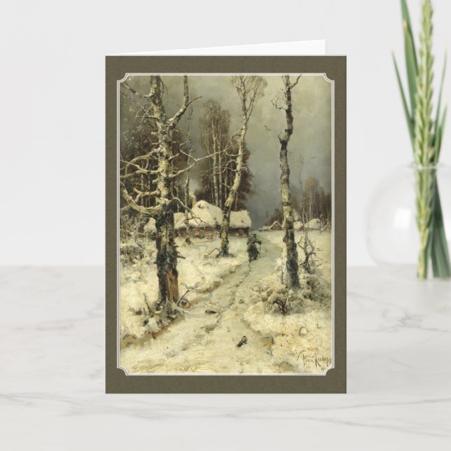 old deep winter landscape greeting card (Front)