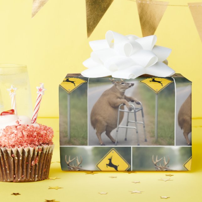Old Deer Leaning On a Walker Wrapping Paper (Birthday Party)