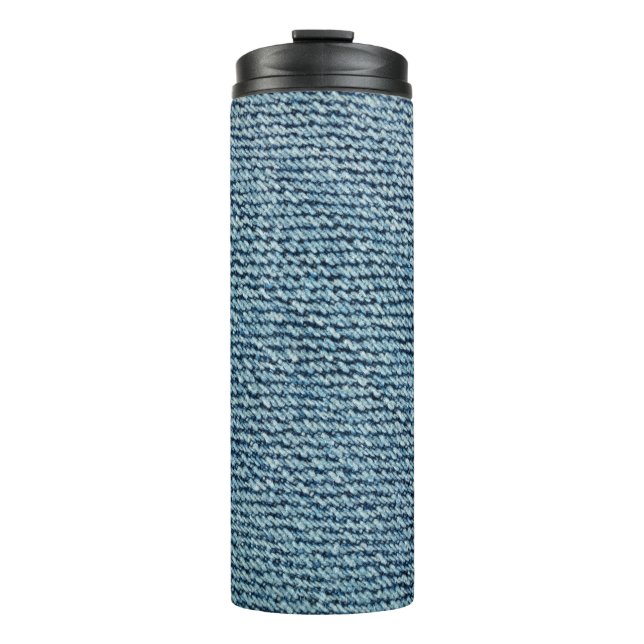 Old denim fabric background texture. abstract, anc thermal tumbler (Front)