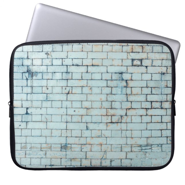 Old dirty white brick wall backgroundabstract, age laptop sleeve (Front)