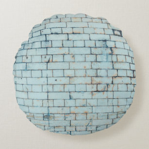 Old dirty white brick wall backgroundabstract, age round cushion