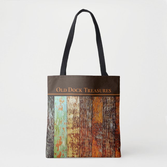 Old Dock Treasures Tote Bag. Sea-worn style. (Front)