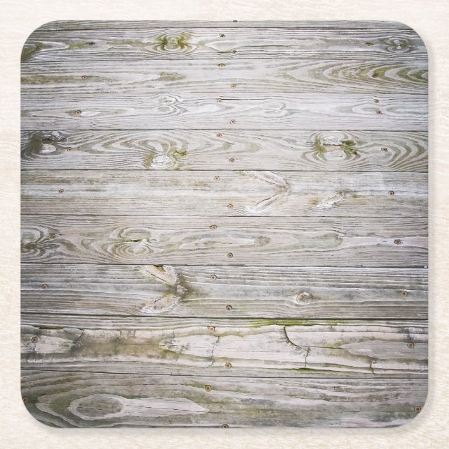 Old Dock Wood Square Paper Coaster (Front)