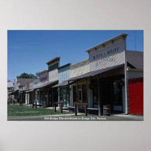 Old Dodge City storefronts in Dodge City, Kansas, Poster