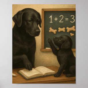 Old Dog Teaches New Pup some old Math Poster