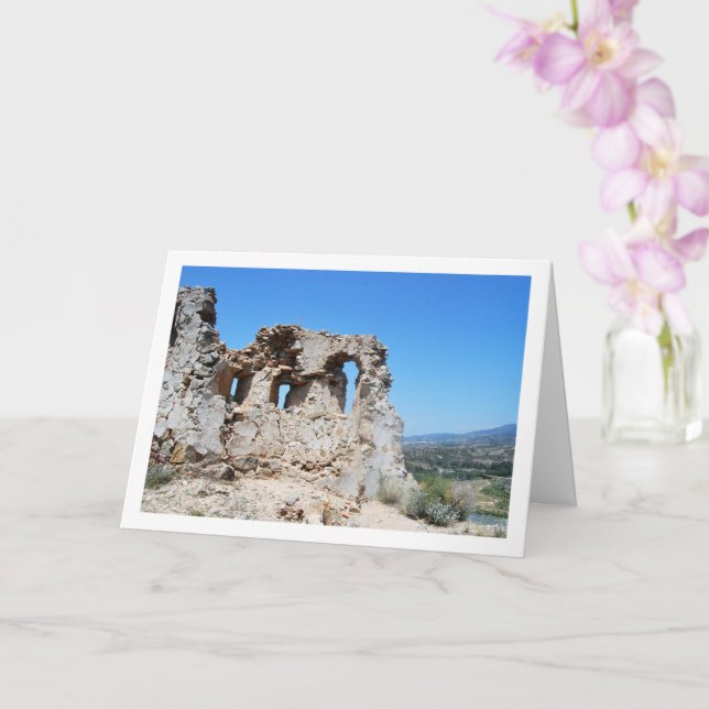 Old Domeño Castle in Domeño Viejo, Valencia, Spain Card (Orchid)