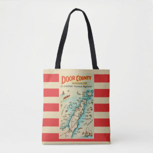 Old Door County Map Shoulder Tote Bag