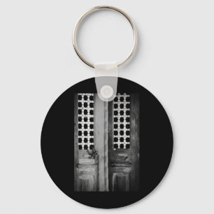 Old Door Faro Black And White Vertical Sticker Key Ring