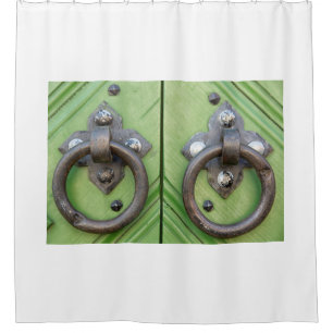 Old door shower curtain