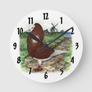Old Dutch Capuchine Pigeon Round Clock