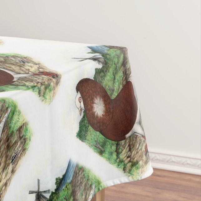 Old Dutch Capuchine Pigeon Tablecloth (In Situ)