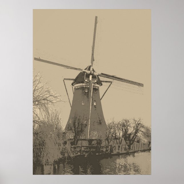 Old Dutch Windmill Poster (Front)