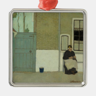 Old Dutch Woman in Front of her House (Jan Mankes) Metal Ornament