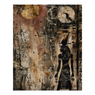 Old Egypt Pharaoh Blessing Of Moon God Poster