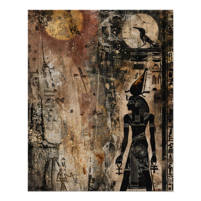Old Egypt Pharaoh Blessing Of Moon God Poster (Front)