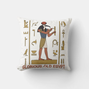 Old Egyptian Pharaonic God writing in Hieroglyphic Cushion