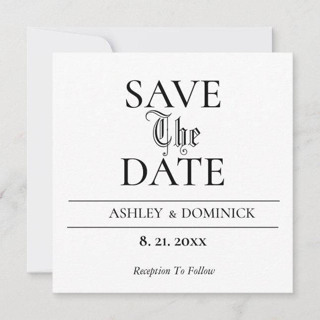 Old Elegant Save The Date Wedding Card (Front)
