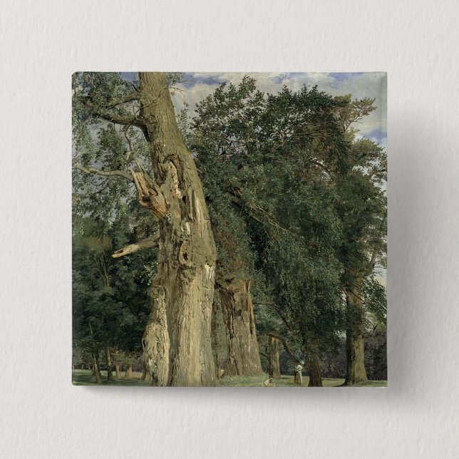 Old elms in Prater, 1831 15 Cm Square Badge (Front)