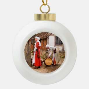 OLD ENGLAND CERAMIC BALL CHRISTMAS ORNAMENT