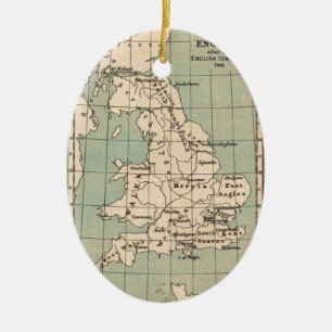 Old England Map Ceramic Tree Decoration