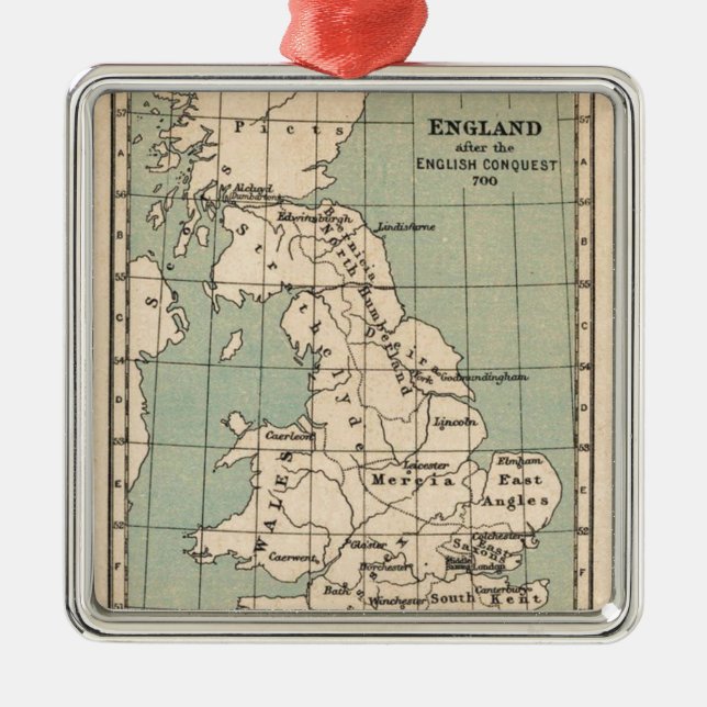 Old England Map Metal Tree Decoration (Front)