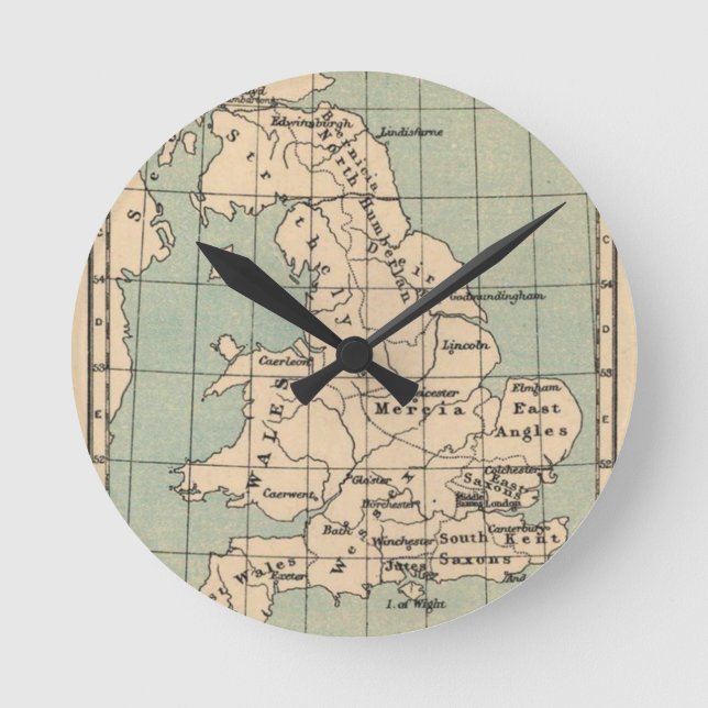 Old England Map Round Clock (Front)